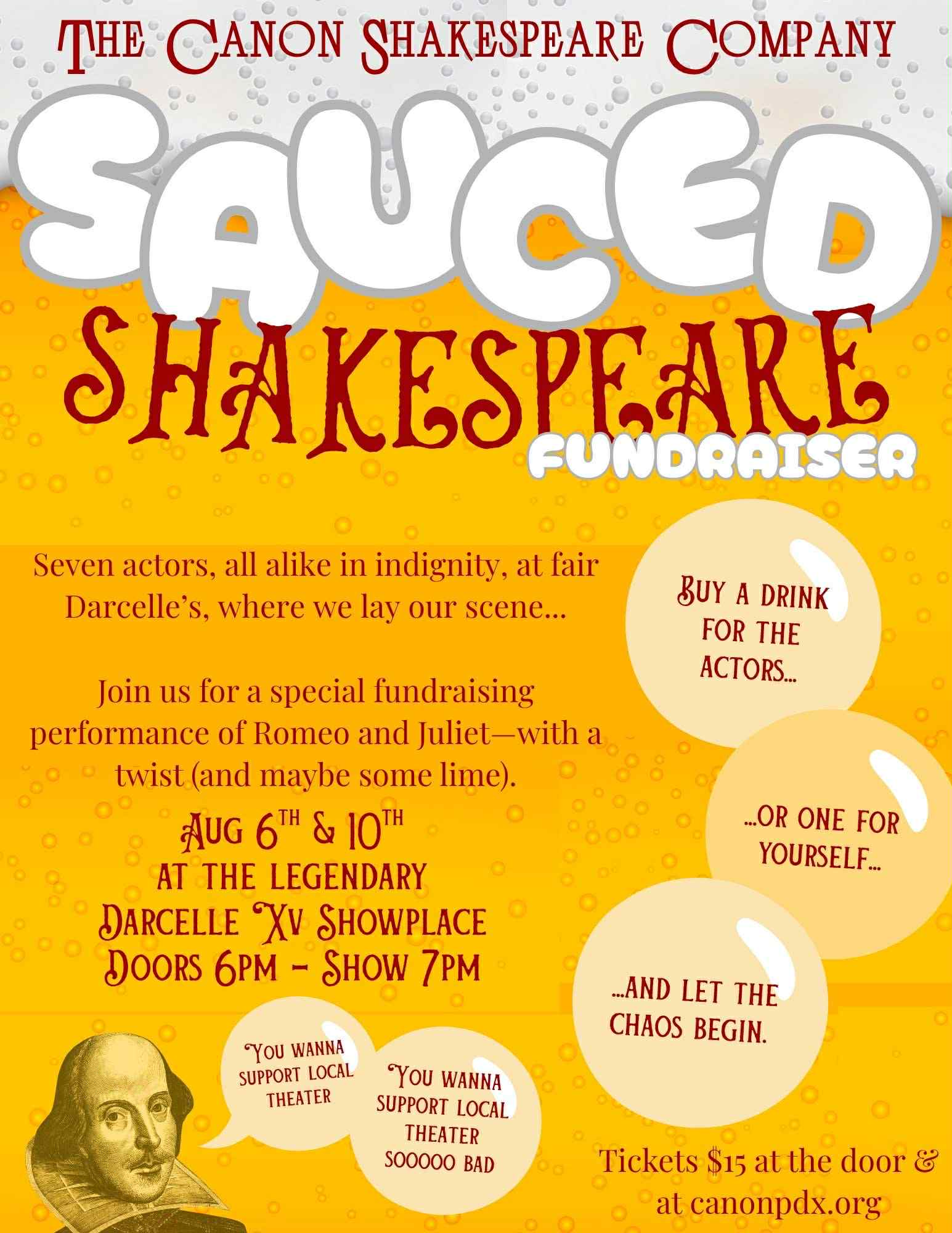 Sauced Shakespeare Fundraiser